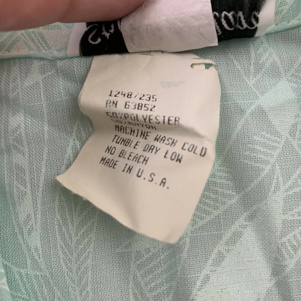 Womens Vintage Shirt Dress Size 8 Petite Mint Green Tropical Floral Midi Pastel - Picture 7 of 11